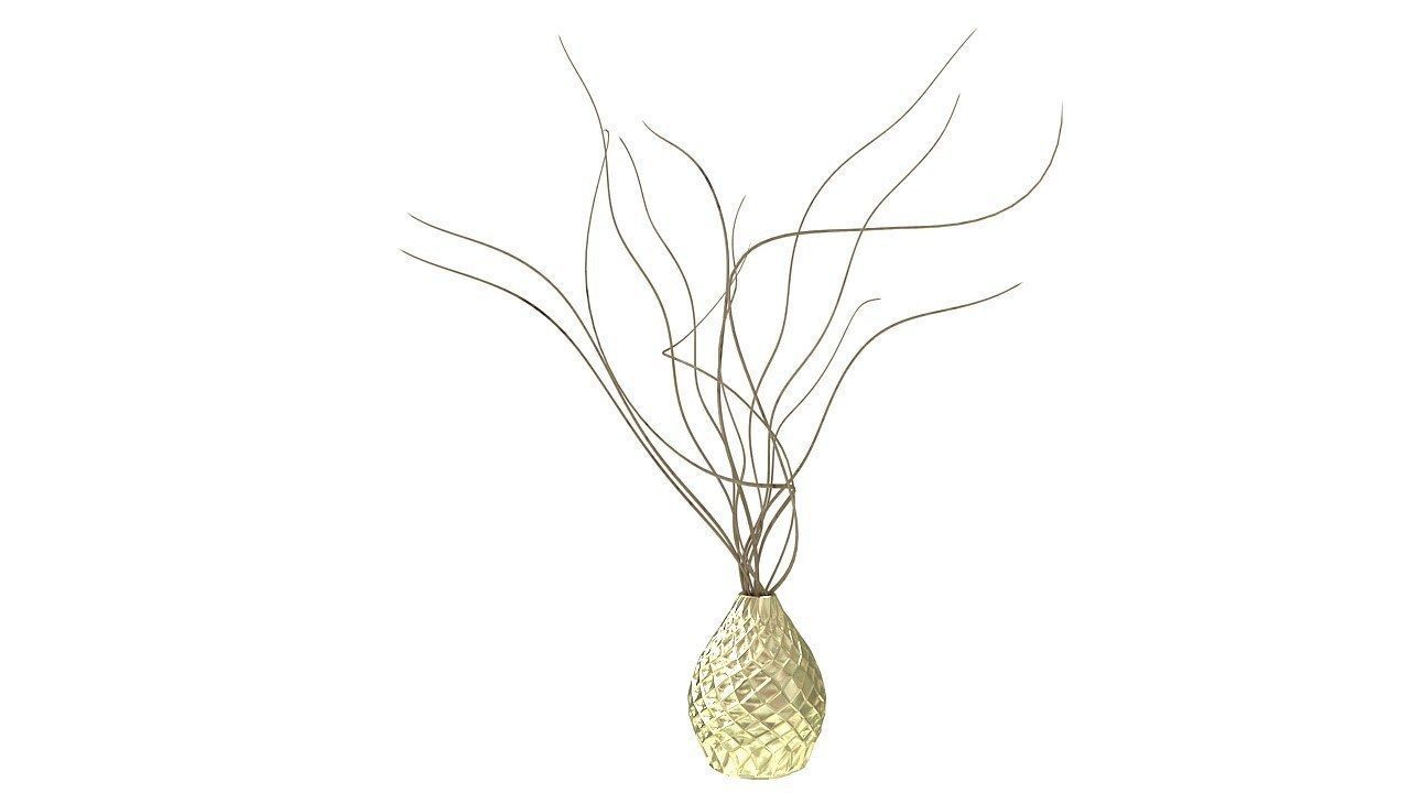 Golden vace with branches 3D model_3