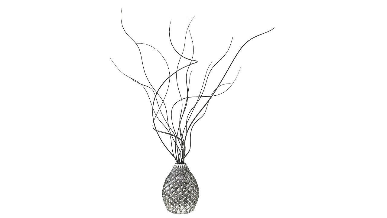 Golden vace with branches 3D model_13