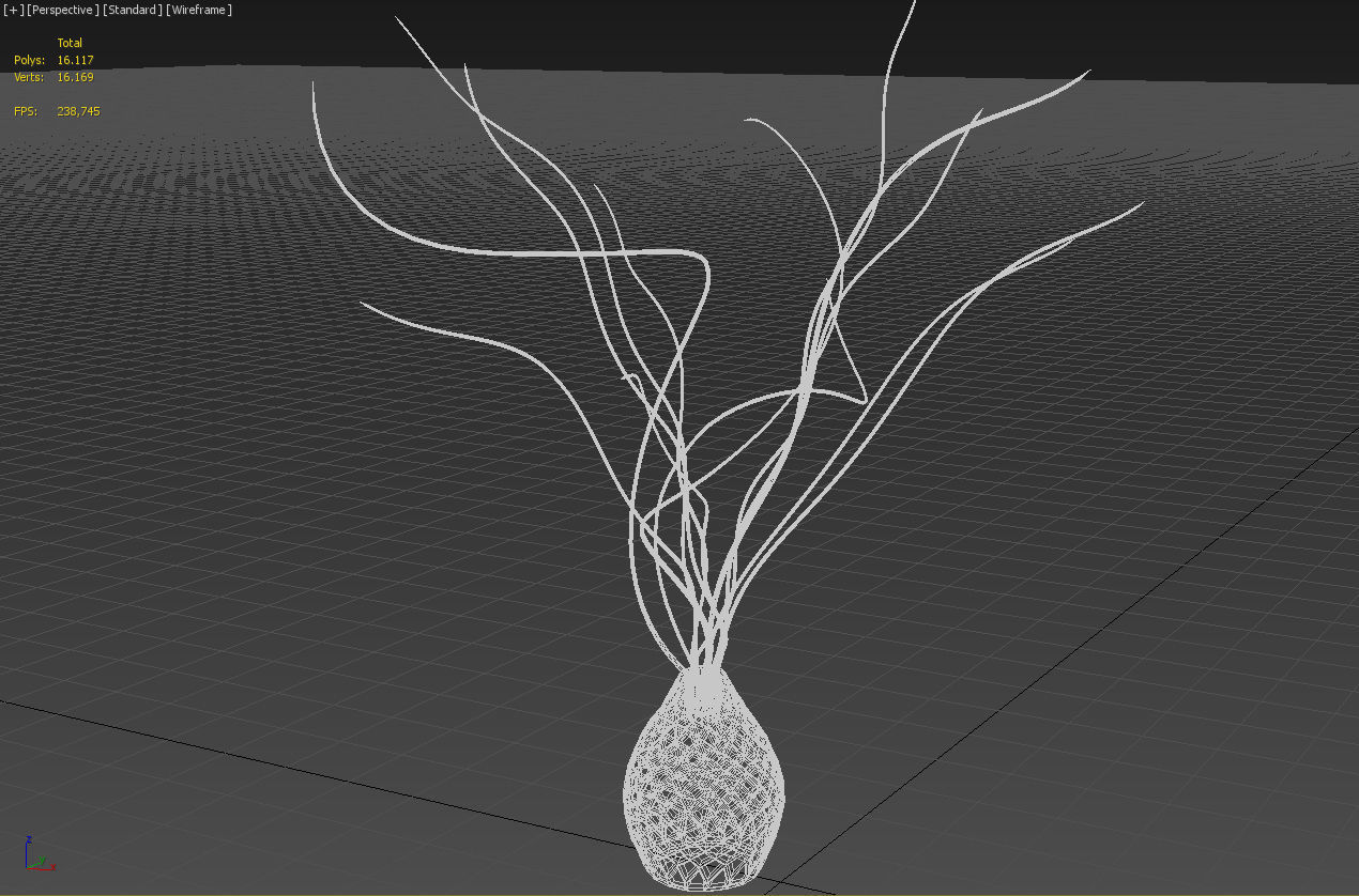 Golden vace with branches 3D model_17