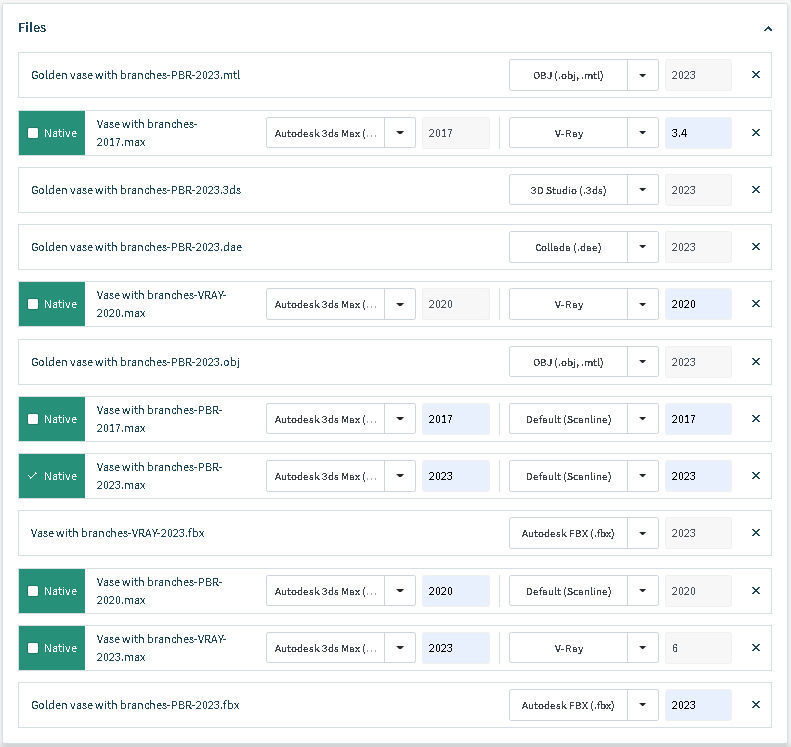 Golden vace with branches 3D model_22