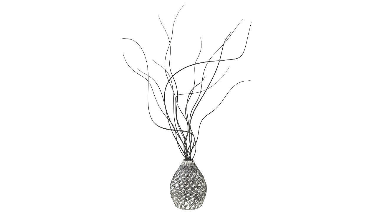 Golden vace with branches 3D model_12