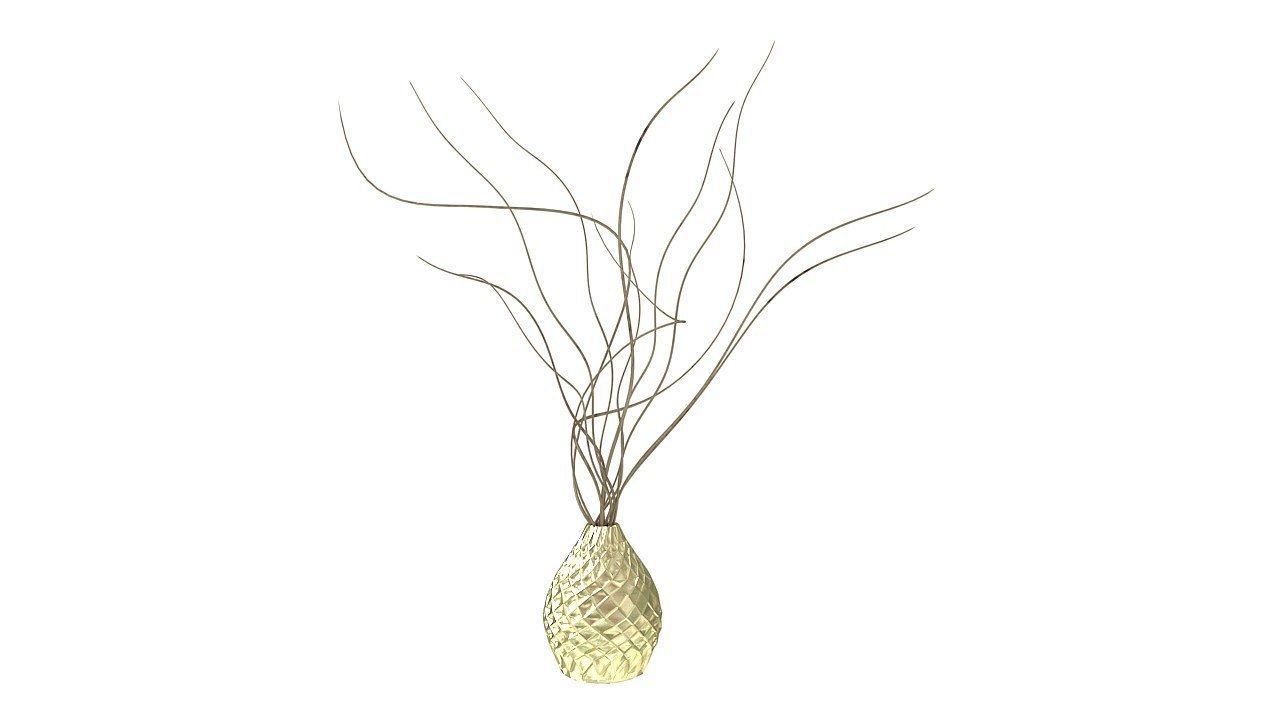 Golden vace with branches 3D model_8