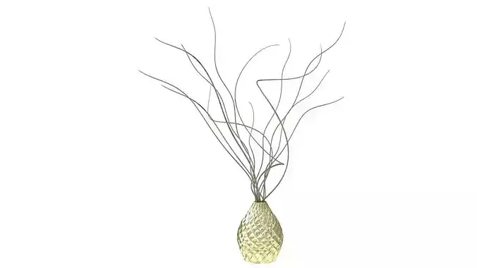 Golden vace with branches 3D model