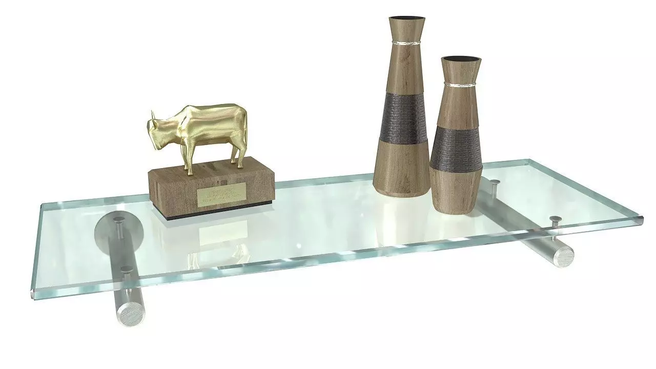 Floating rectangle glass shelf 3D model_0