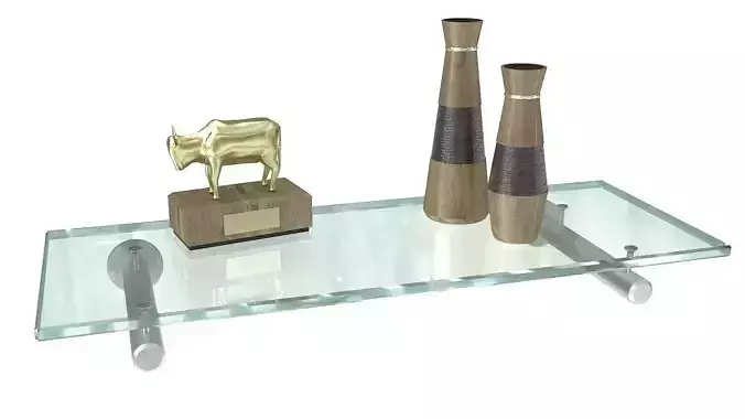 Floating rectangle glass shelf 3D model