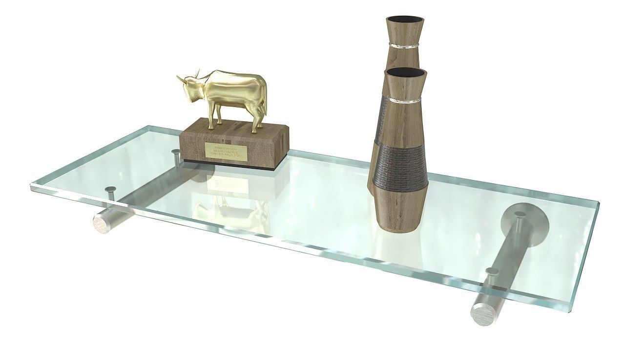 Floating rectangle glass shelf 3D model_2