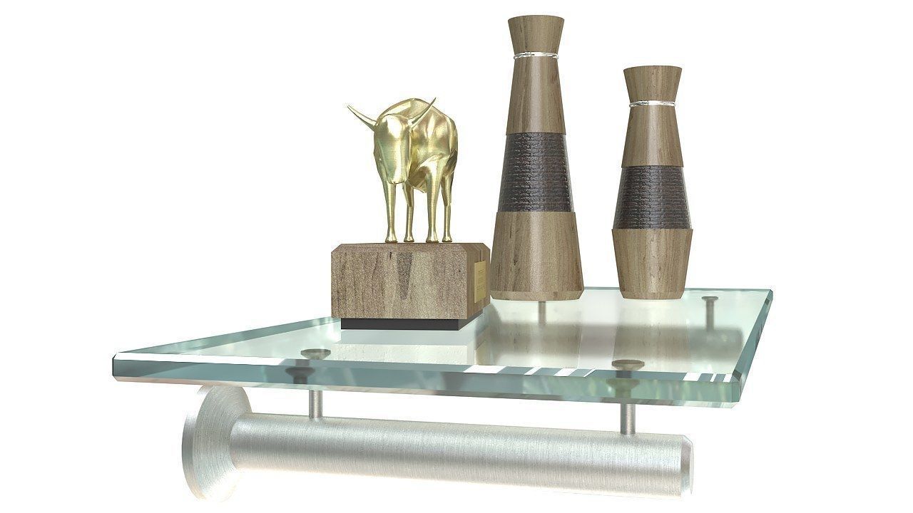 Floating rectangle glass shelf 3D model_3