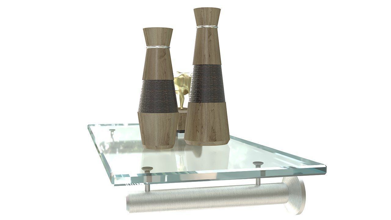 Floating rectangle glass shelf 3D model_4