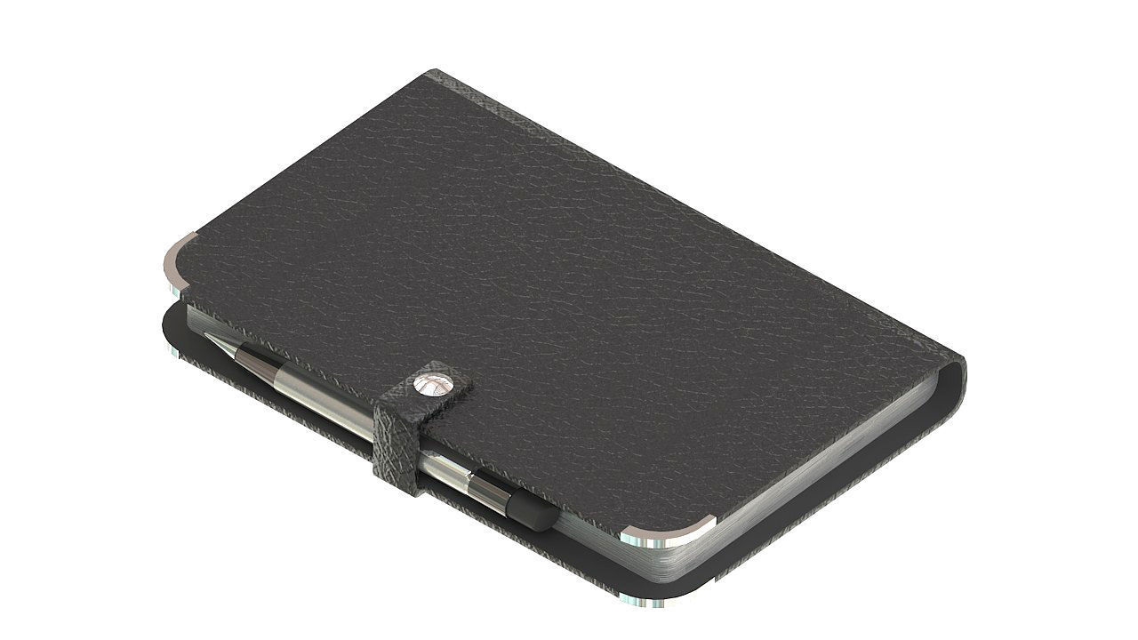 Leather journal notebook diary 3D model_3