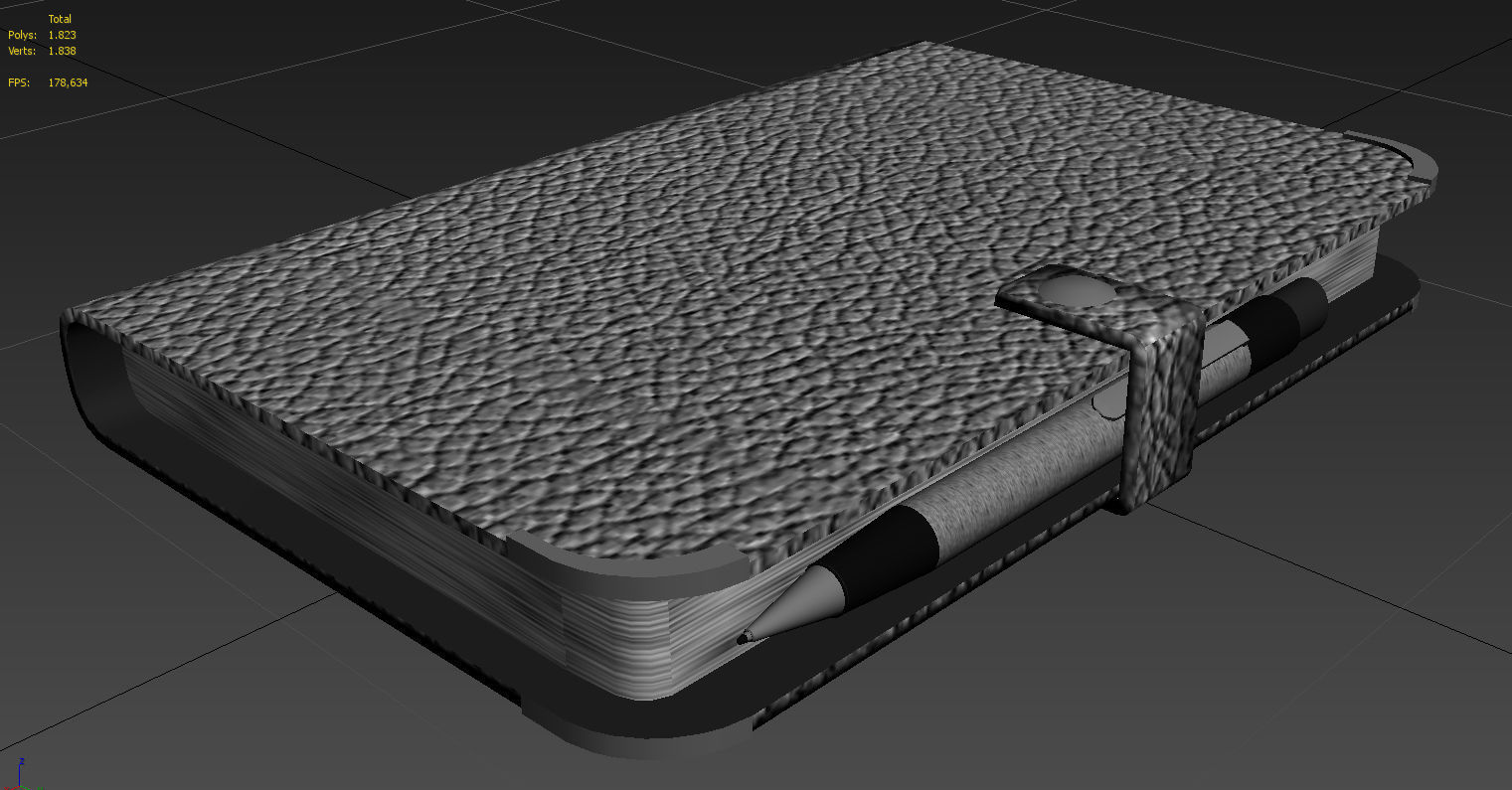 Leather journal notebook diary 3D model_17