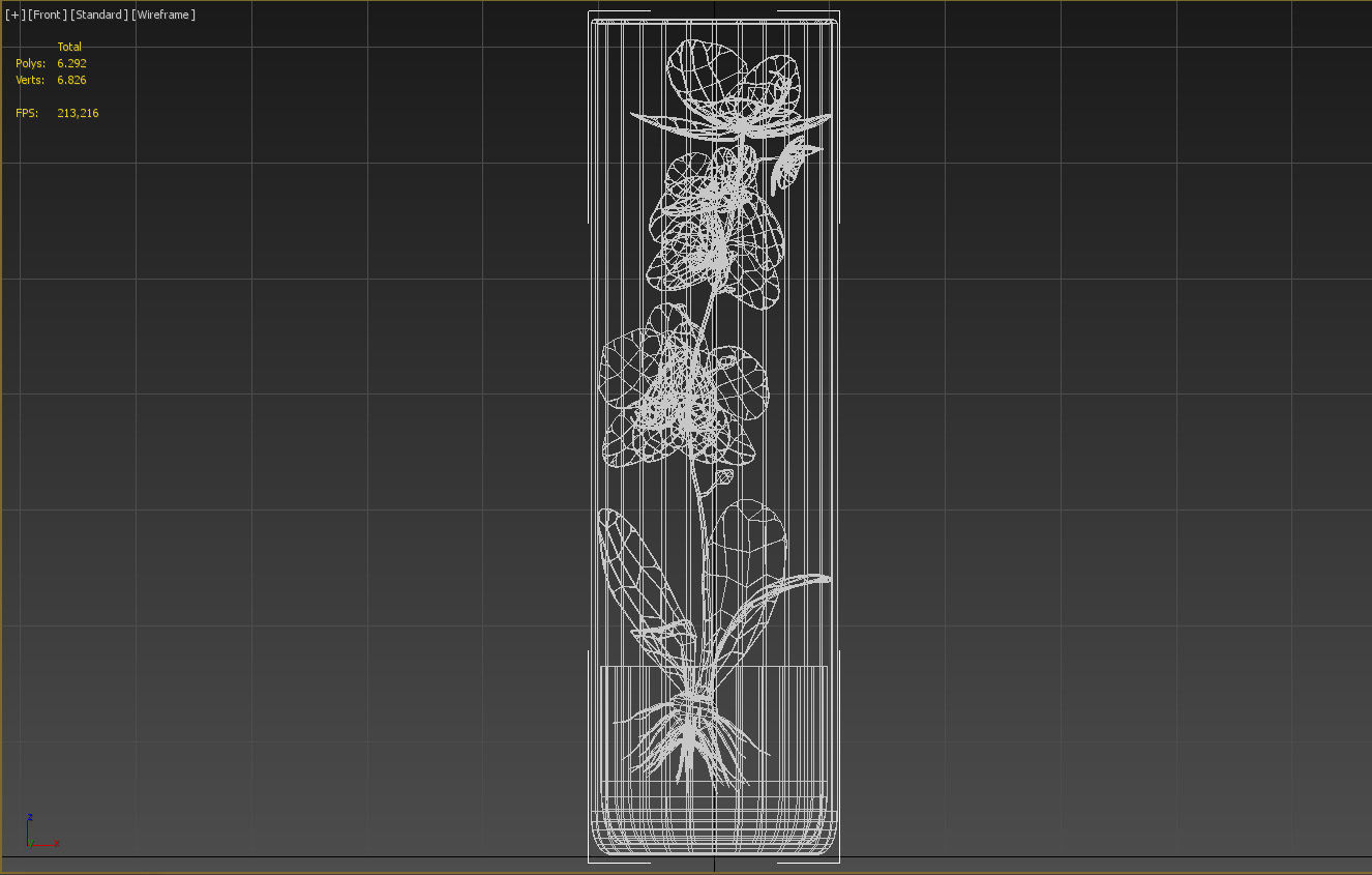 Orchid in glass vase 3D model_20