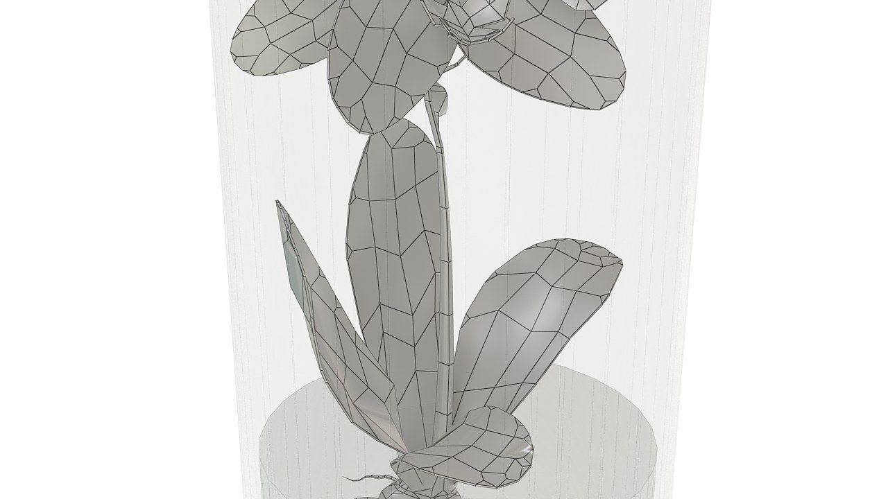 Orchid in glass vase 3D model_14