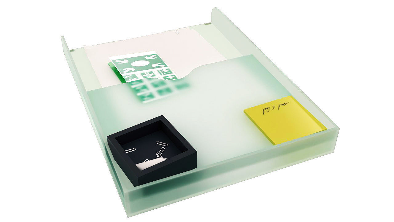 Plastic paper tray organizer 3D model_5