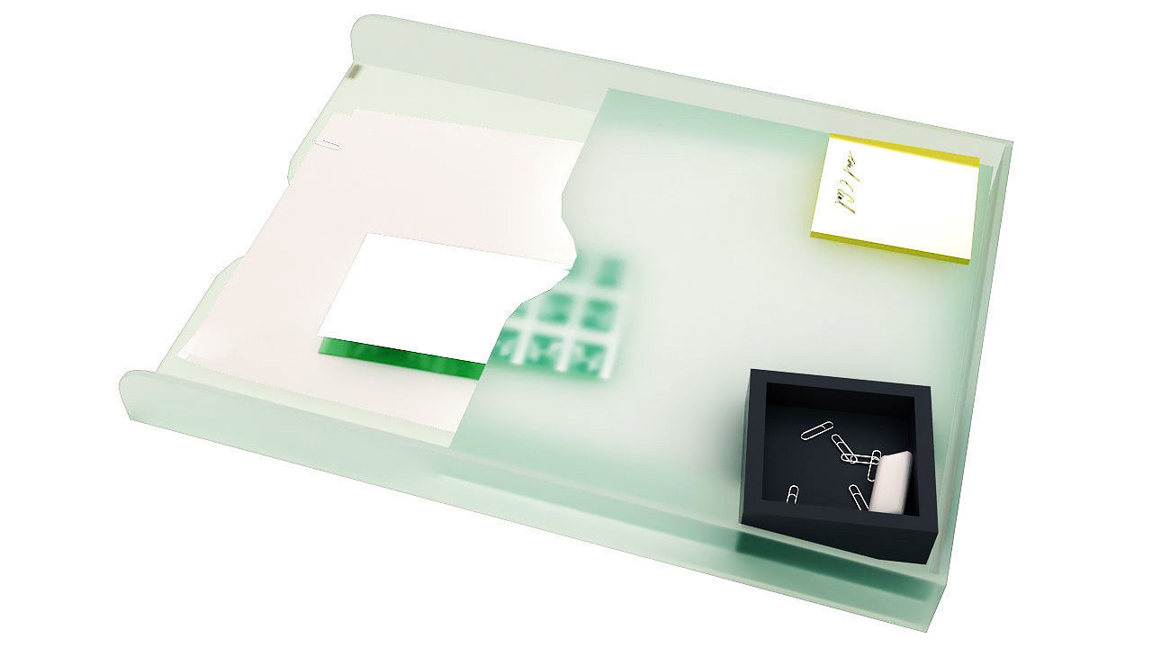 Plastic paper tray organizer 3D model_4