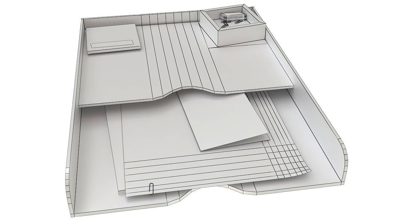 Plastic paper tray organizer 3D model_10