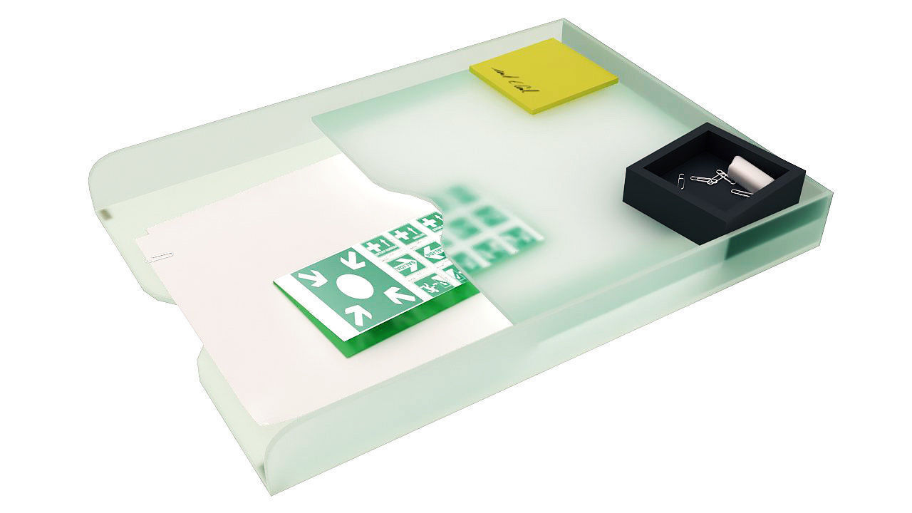 Plastic paper tray organizer 3D model_3
