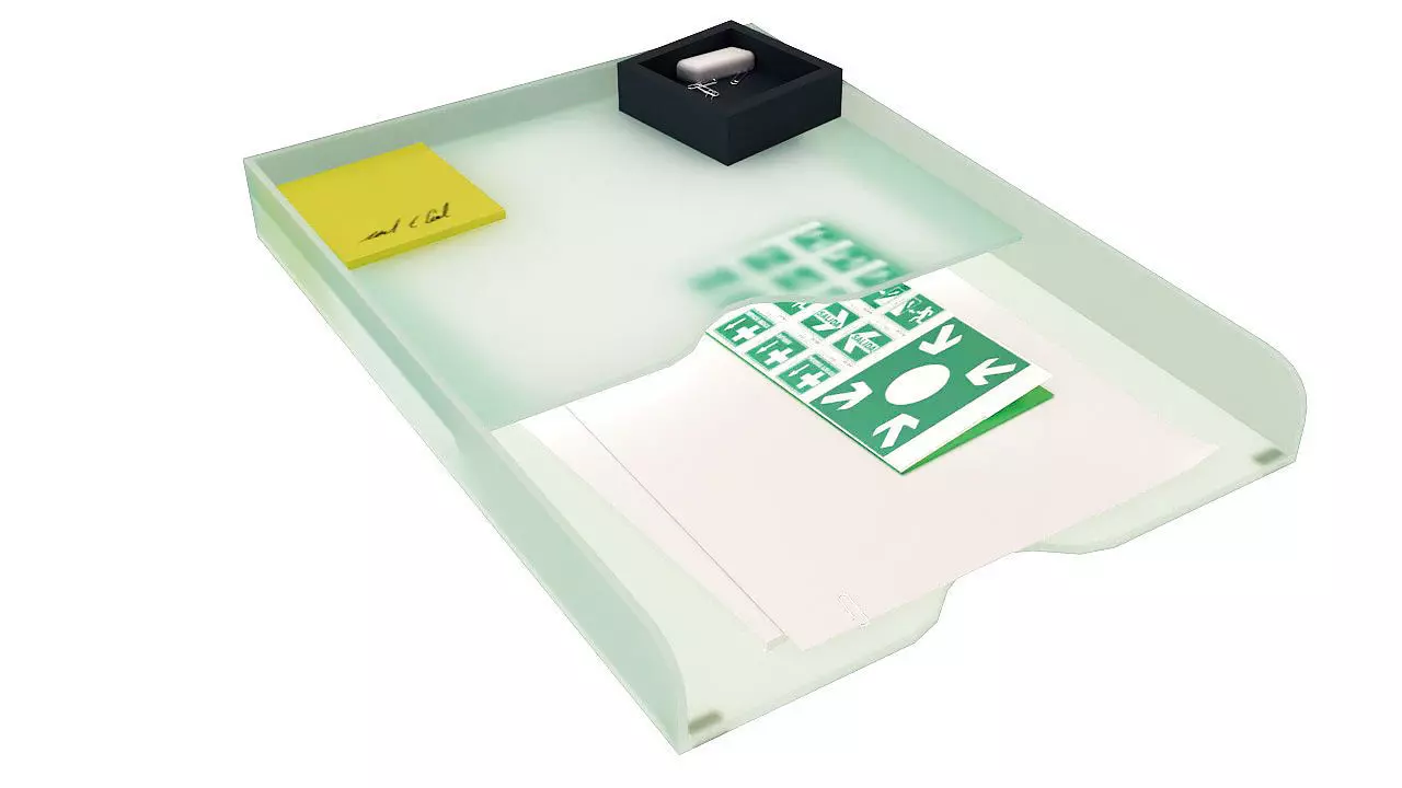 Plastic paper tray organizer 3D model_0