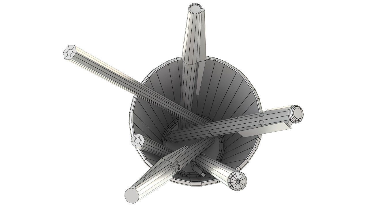 Pencil pen microtip and marker 3D model_8