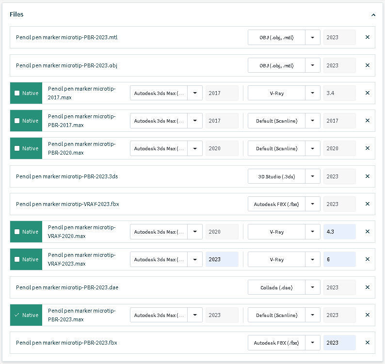 Pencil pen microtip and marker 3D model_21