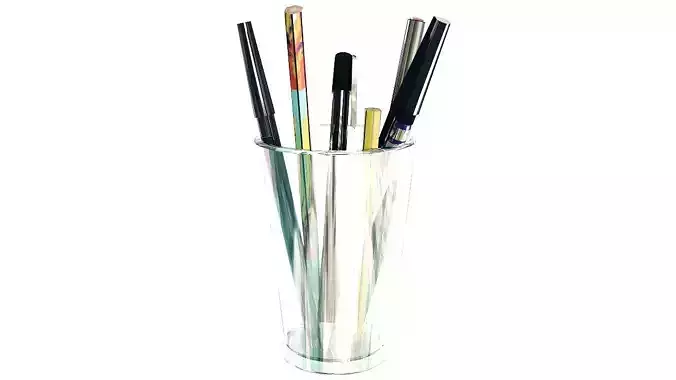 Pencil pen microtip and marker 3D model