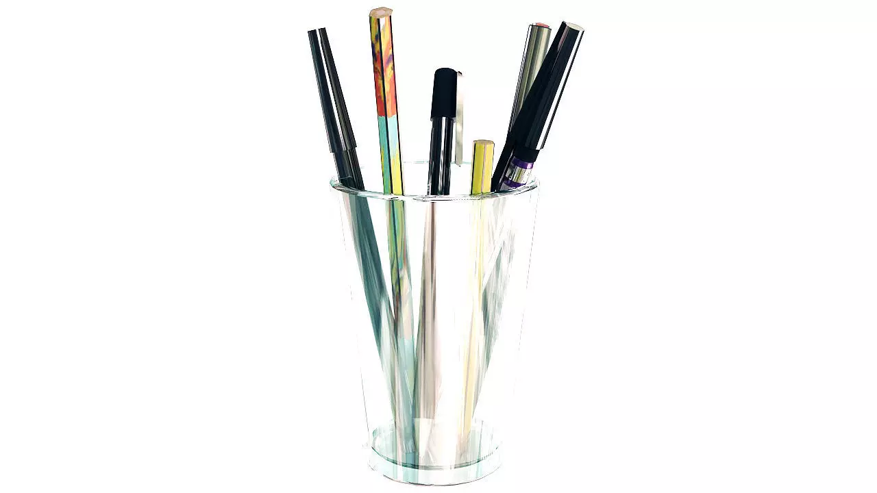 Pencil pen microtip and marker 3D model_0