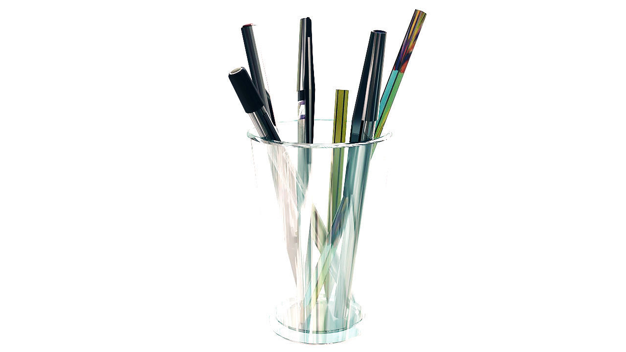 Pencil pen microtip and marker 3D model_4