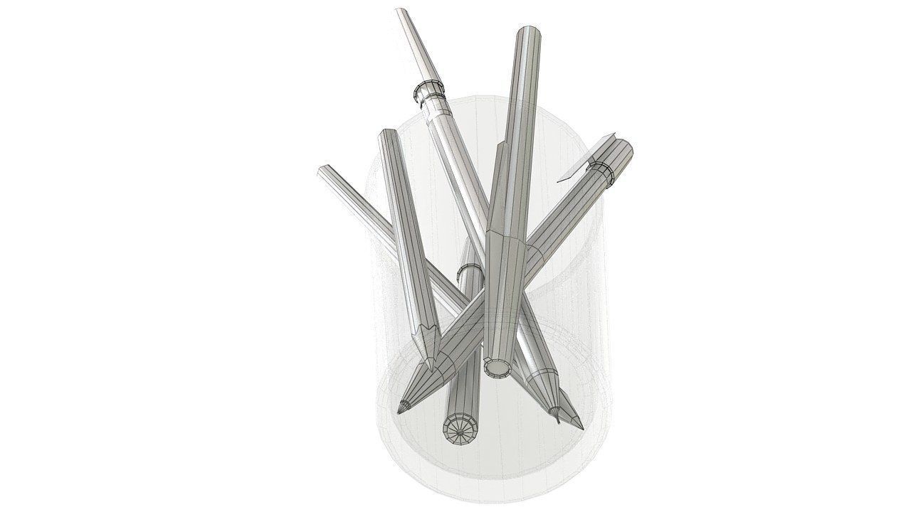Pencil pen microtip and marker 3D model_13