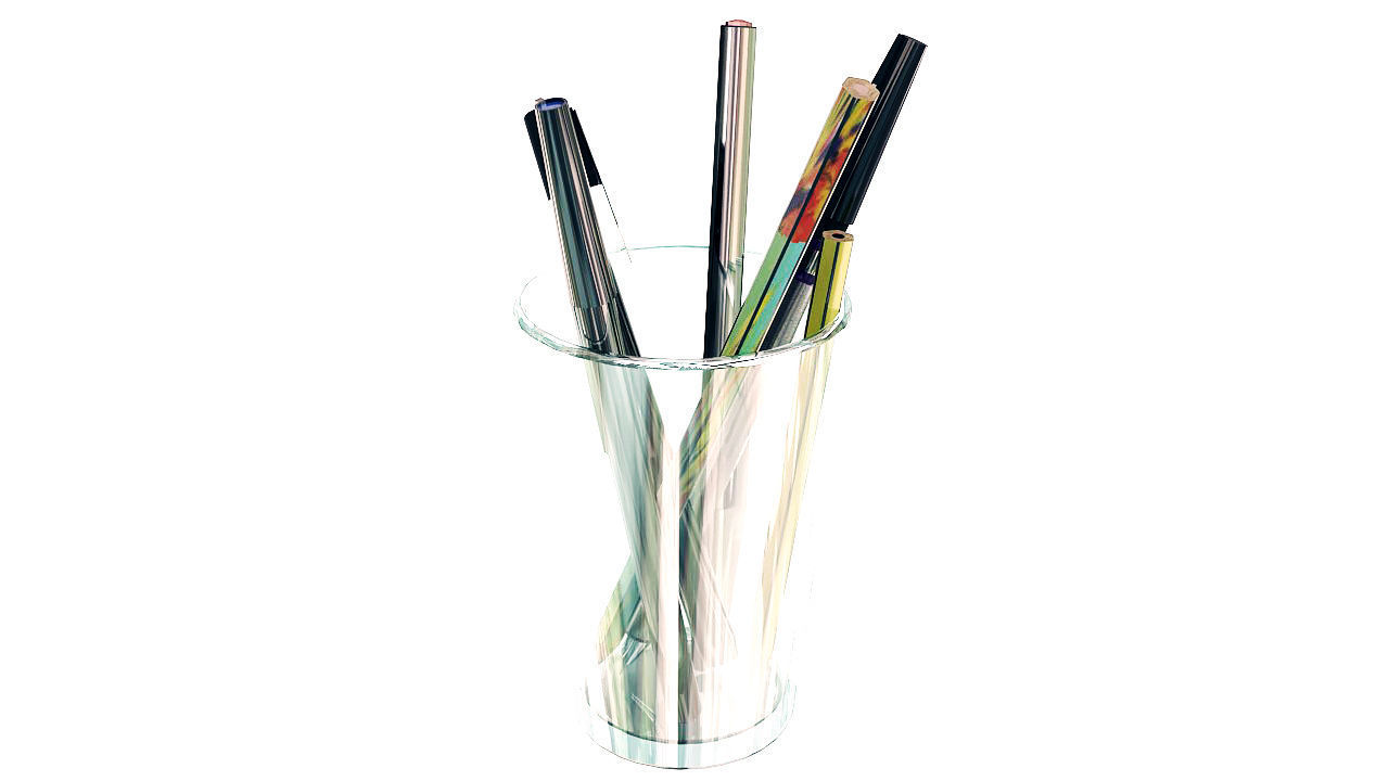 Pencil pen microtip and marker 3D model_3