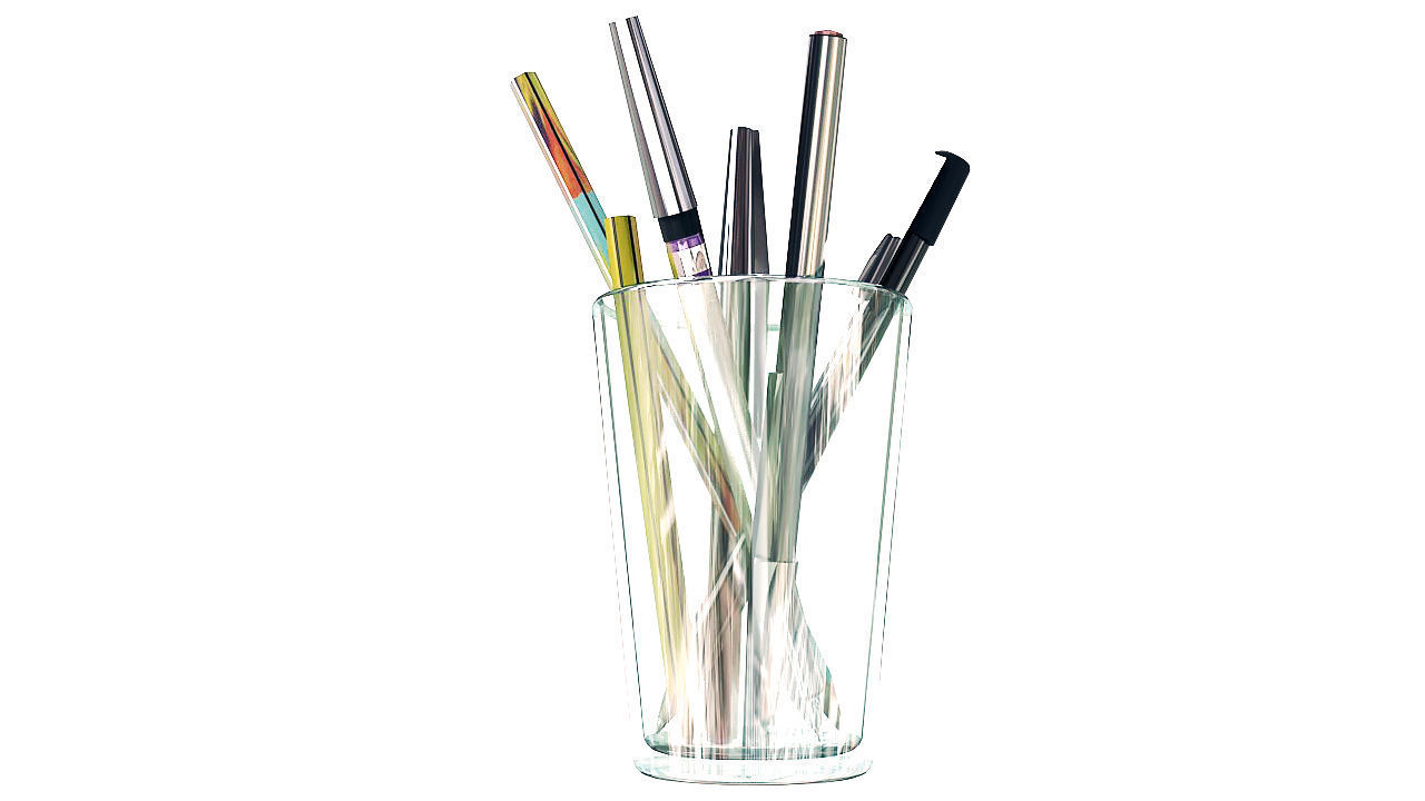 Pencil pen microtip and marker 3D model_7