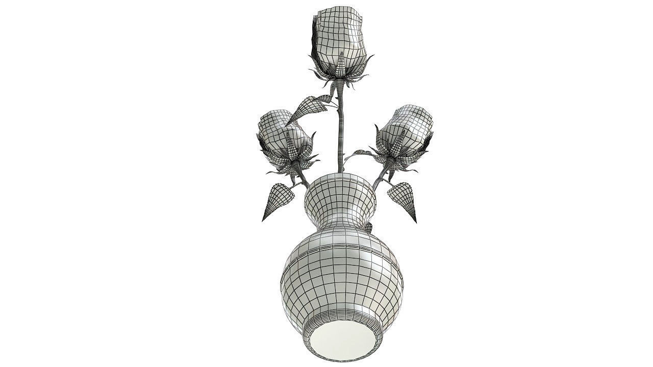 Roses in glass jar 3D model_9