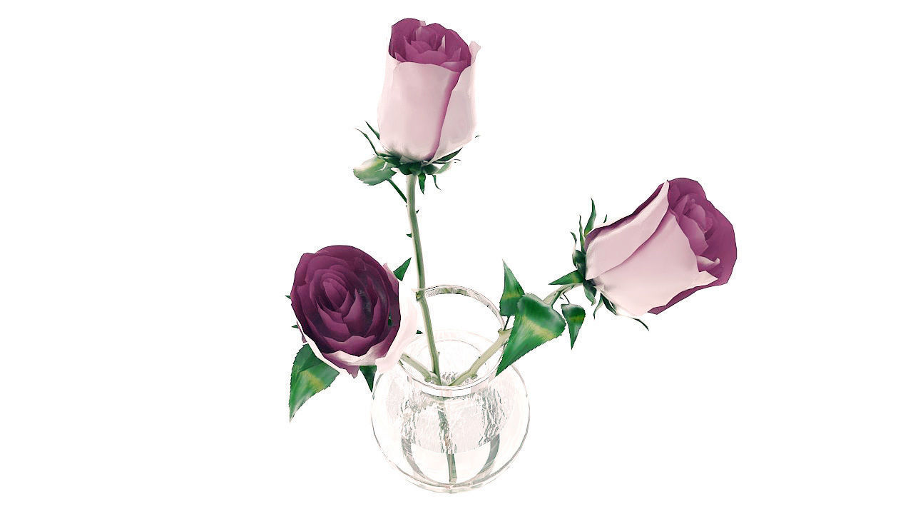 Roses in glass jar 3D model_5