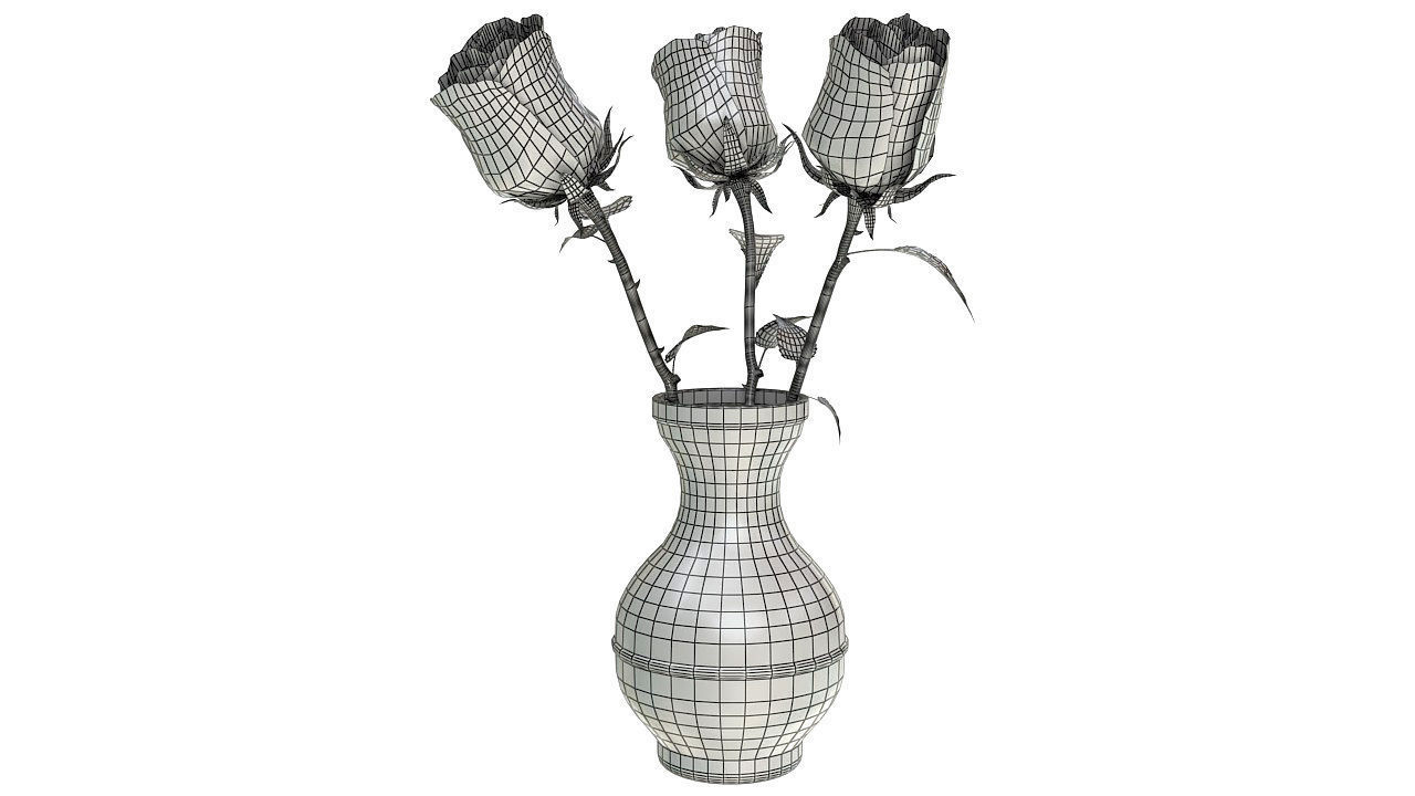 Roses in glass jar 3D model_8