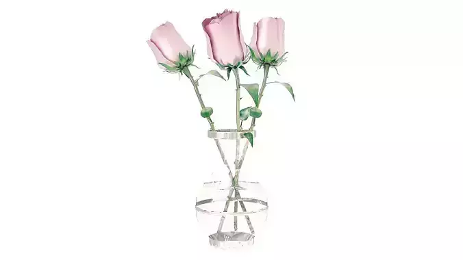 Roses in glass jar 3D model