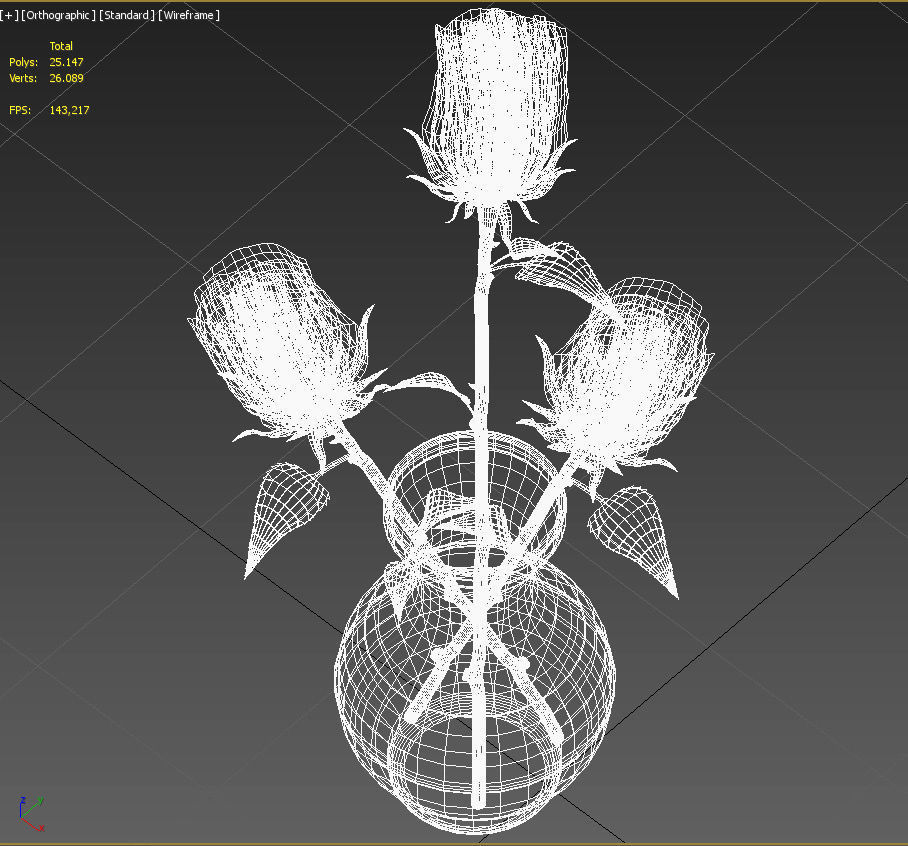 Roses in glass jar 3D model_16