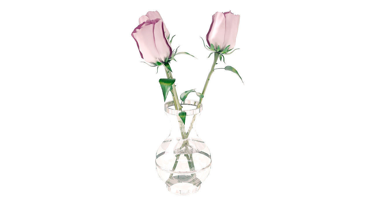 Roses in glass jar 3D model_2