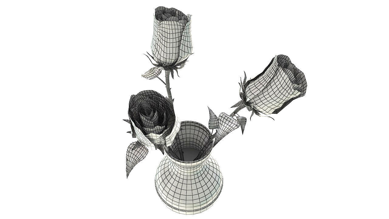 Roses in glass jar 3D model_12