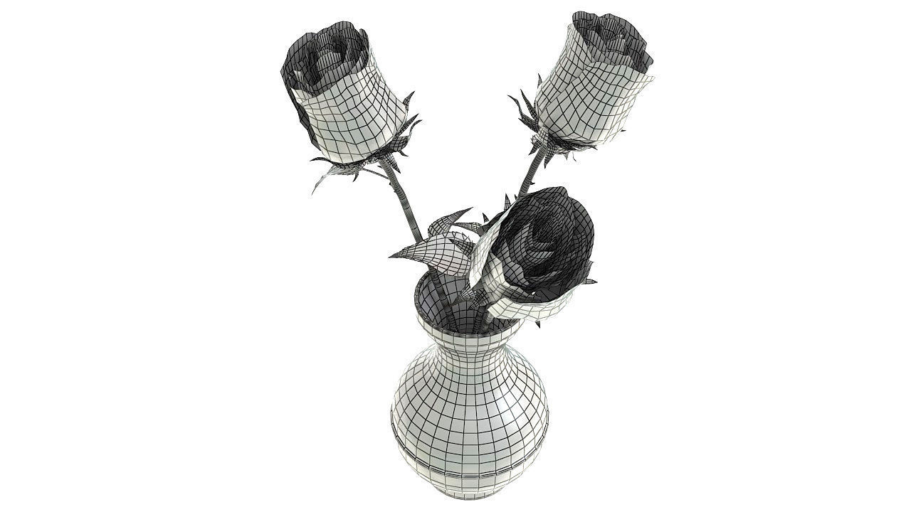 Roses in glass jar 3D model_7