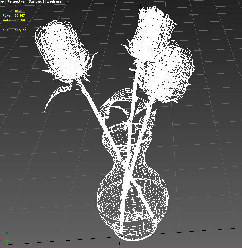 Roses in glass jar 3D model_13