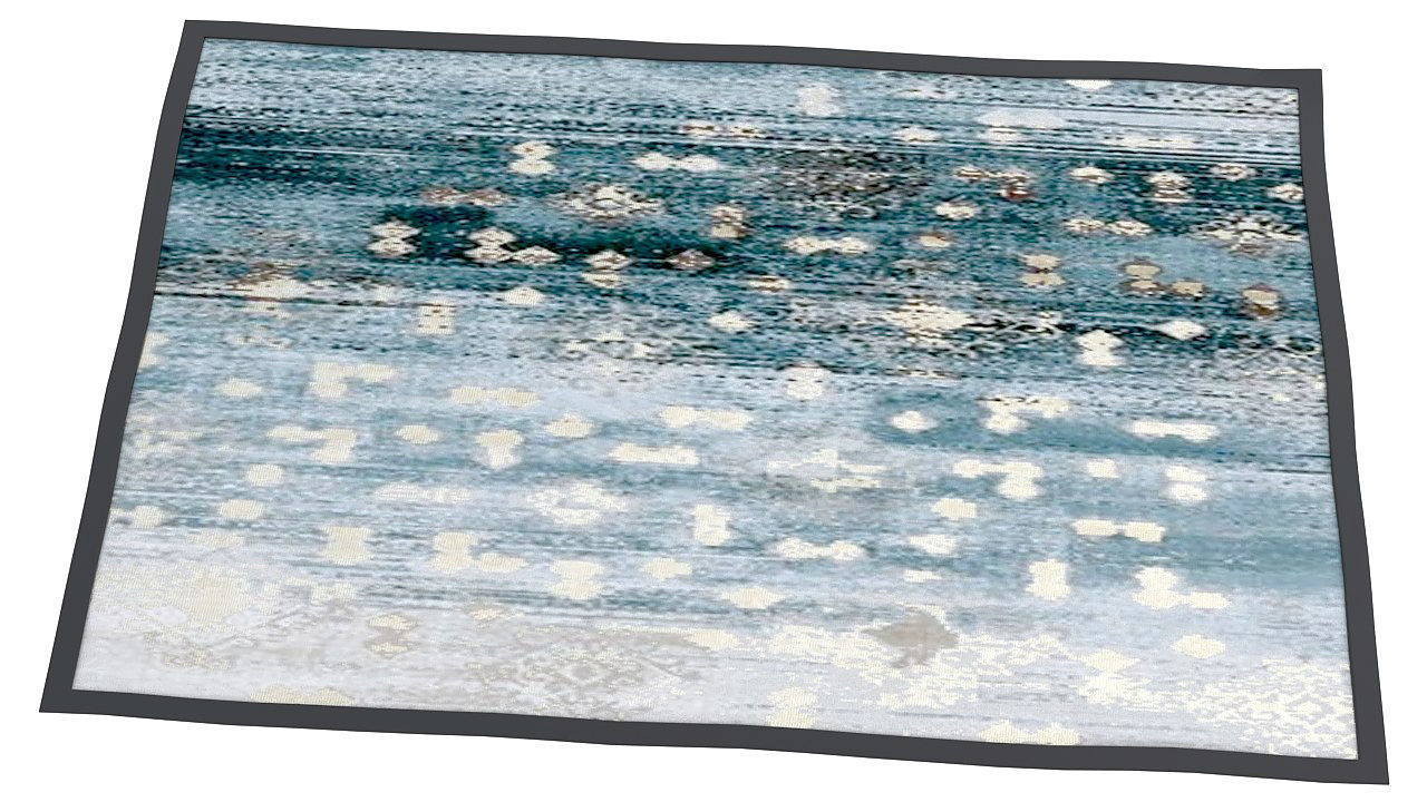 Blue area rug carpet 3D model_2