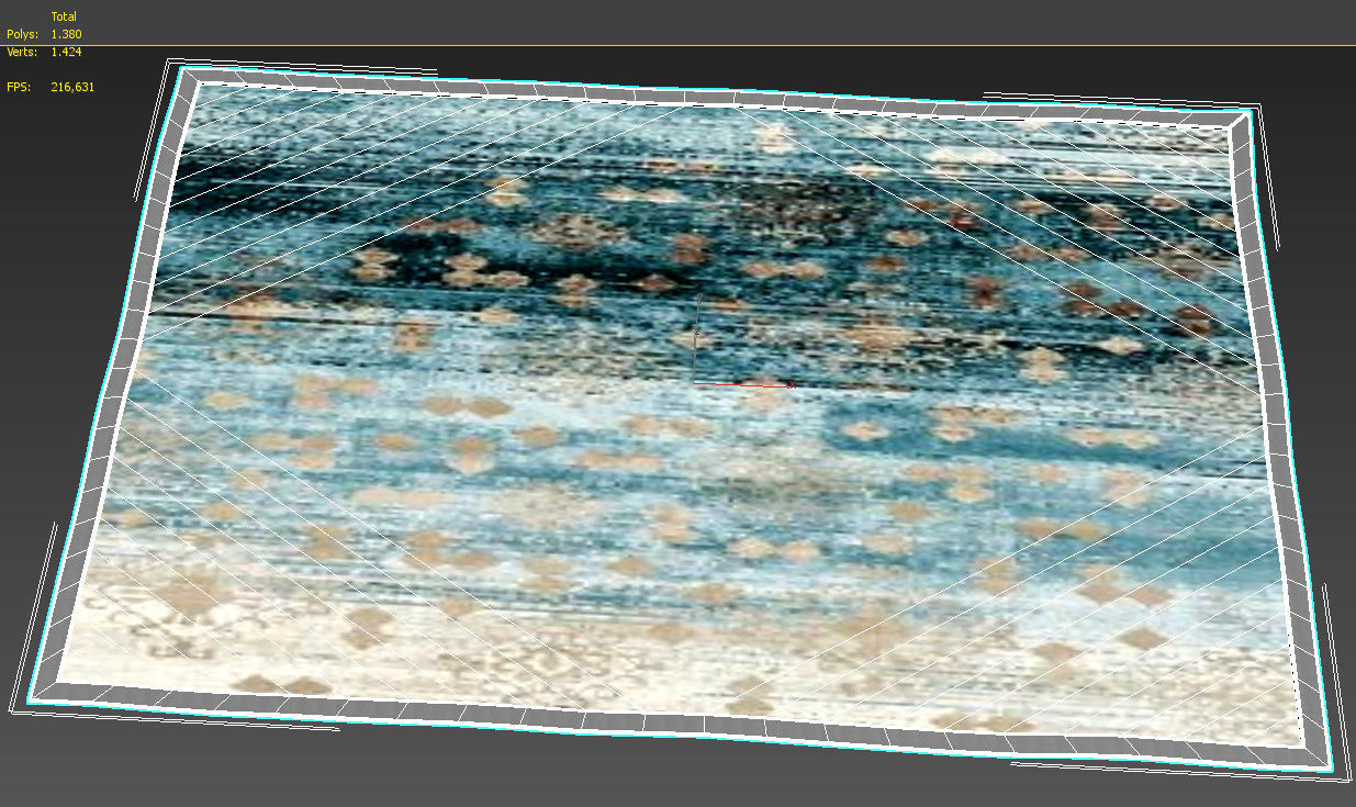 Blue area rug carpet 3D model_6