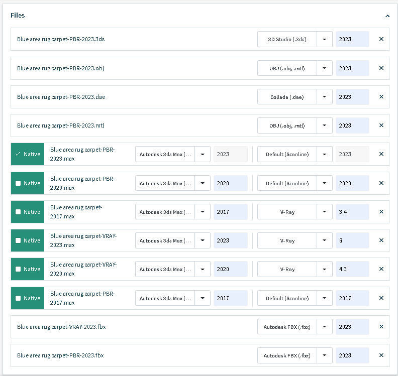 Blue area rug carpet 3D model_11