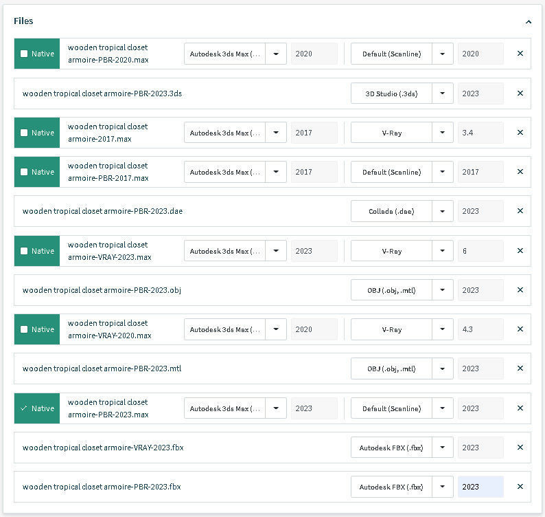 Wooden tropical closet armoire 3D model_19