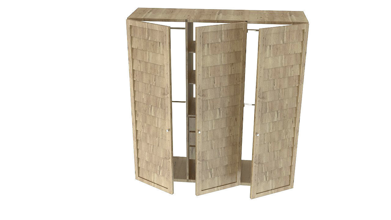 Wooden tropical closet armoire 3D model_3
