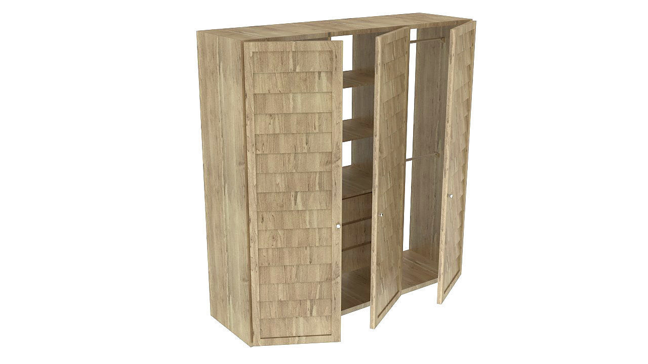 Wooden tropical closet armoire 3D model_2