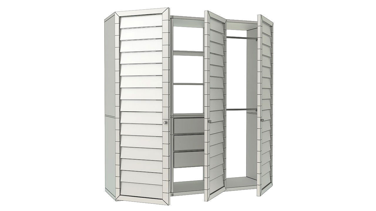 Wooden tropical closet armoire 3D model_9