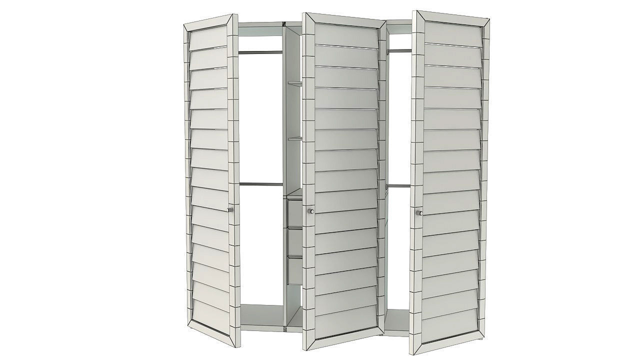 Wooden tropical closet armoire 3D model_10