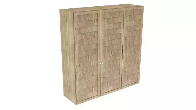 Wooden tropical closet armoire 3D model