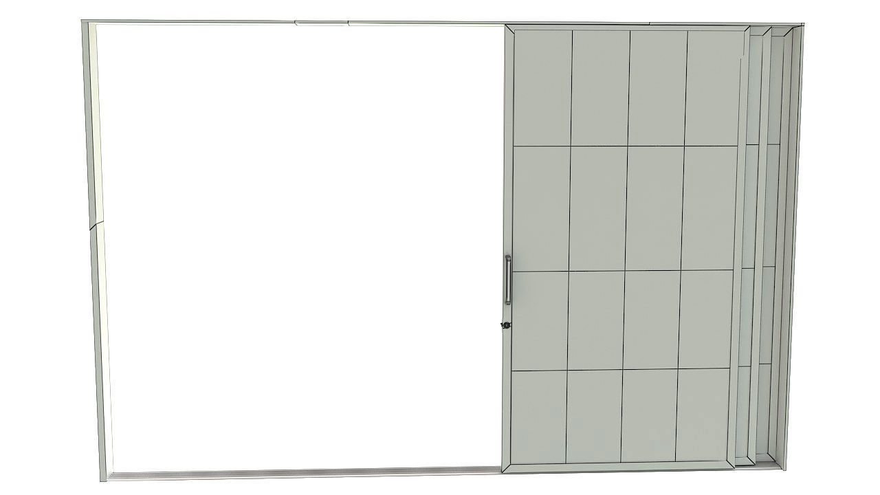 Sliding glass door and frame 3D model_12