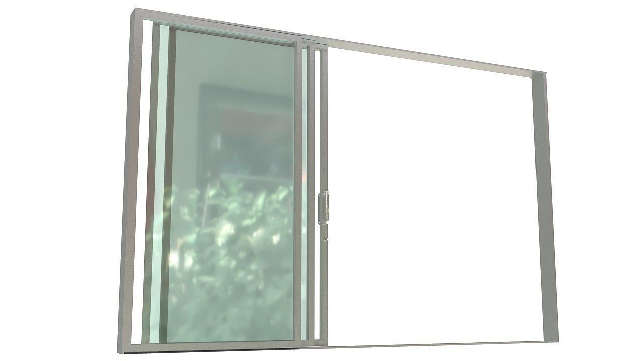 Sliding glass door and frame 3D model_5