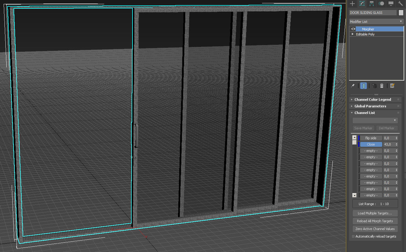 Sliding glass door and frame 3D model_17